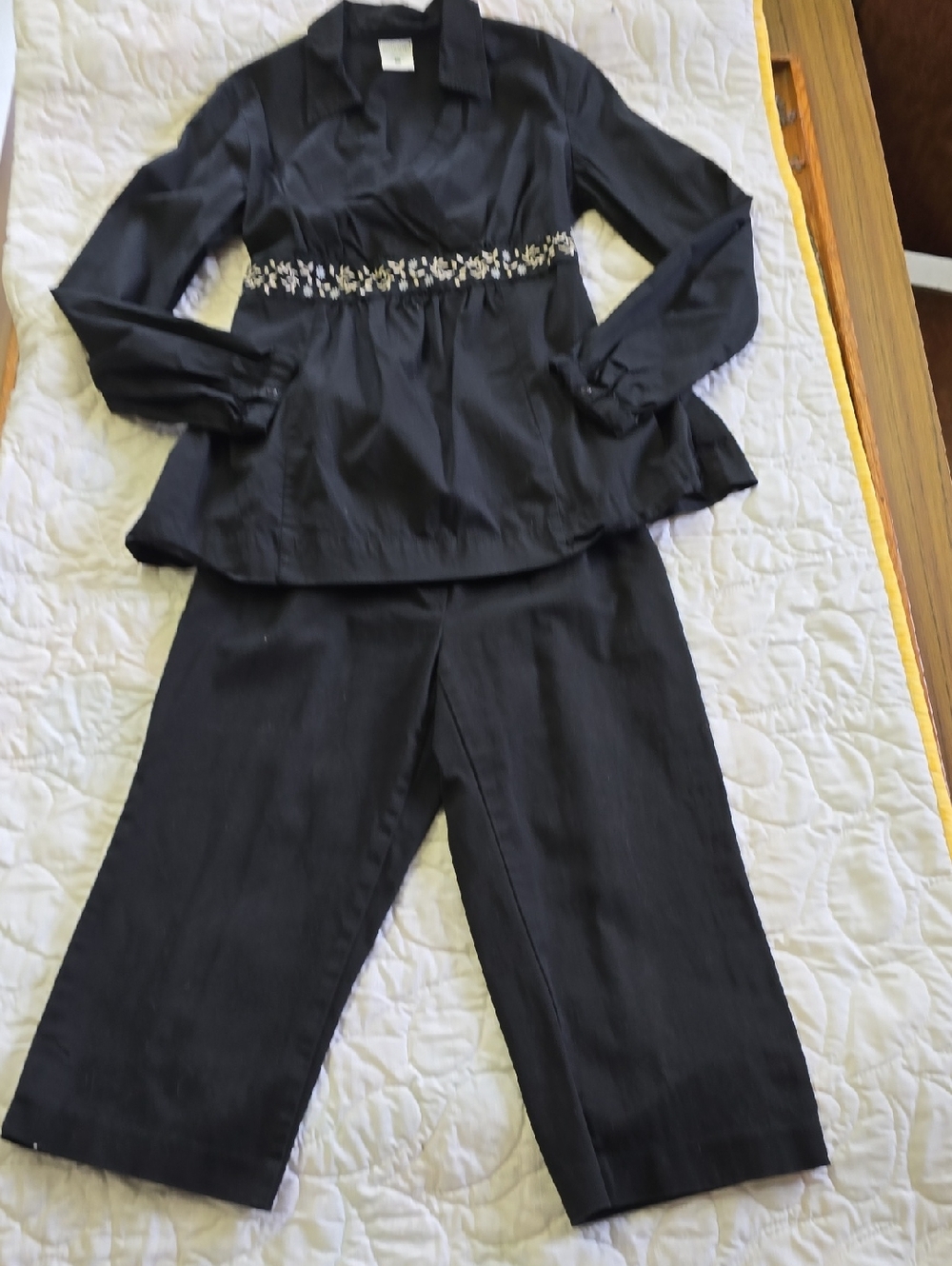 Motherhood Maternity Black Two-Piece Maternity Set with Embellished Waist
